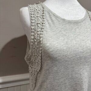 Ann Taylor LOFT Gray Tank with Crochet Detail